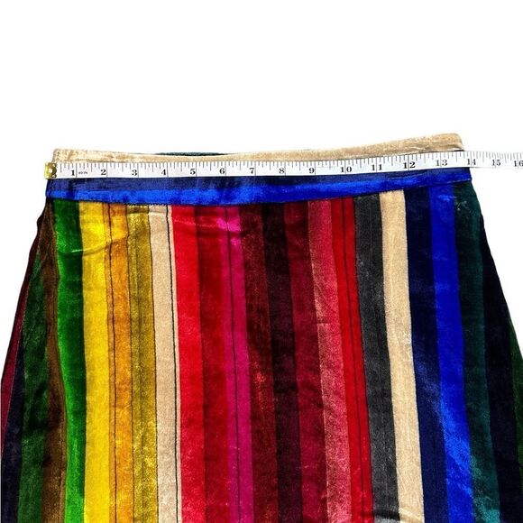 Milly Modern Mini Skirt in Velvet Rainbow Stripes Small 4/6 (Estimated) - Picture 5 of 10